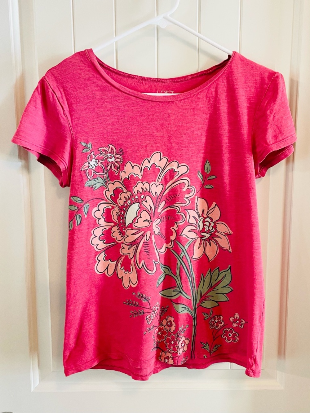 LOFT outlet Women's Screen-printed Coral Pink t-shirt, XS